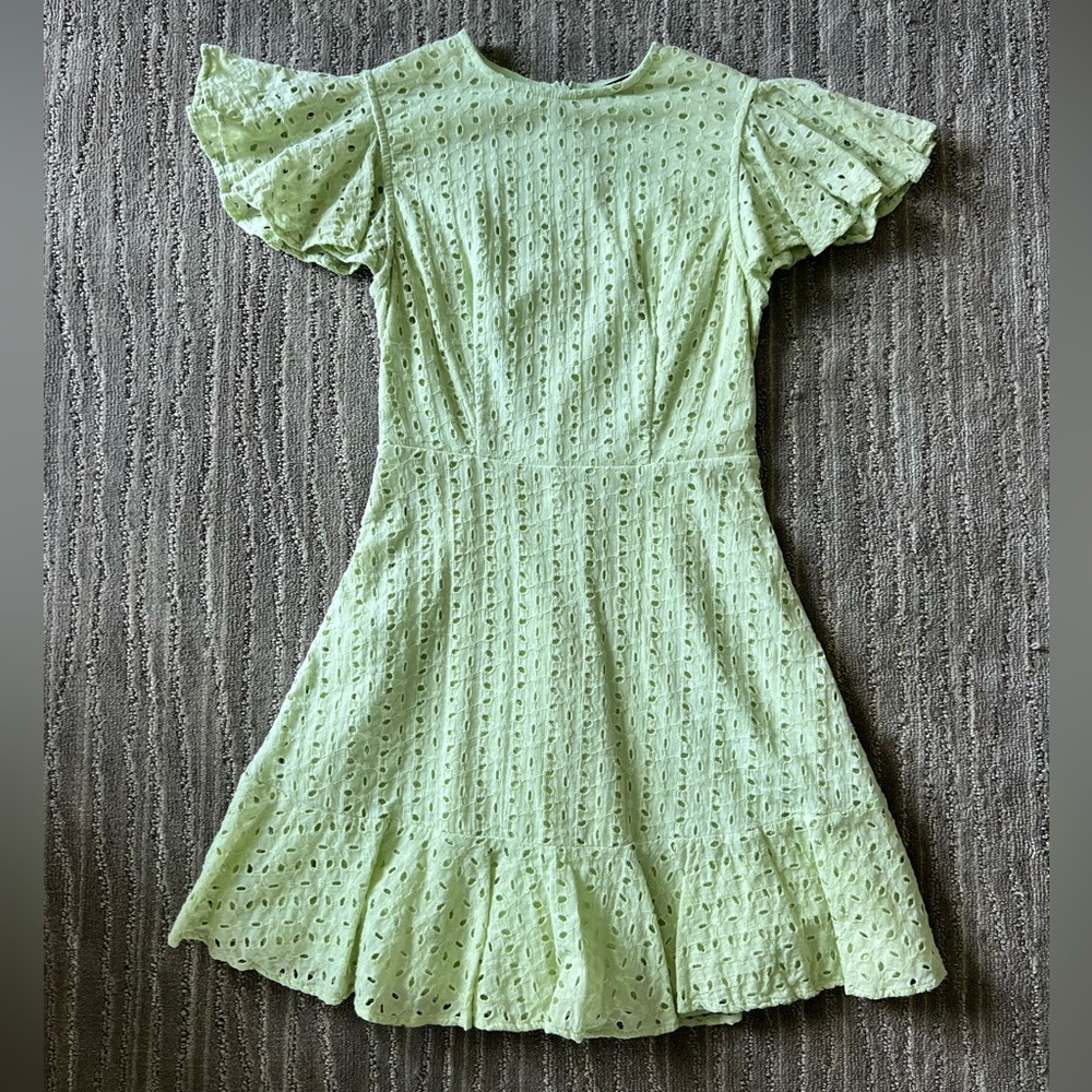 Green Ruffle Mini Dress - Picture 2 of 3